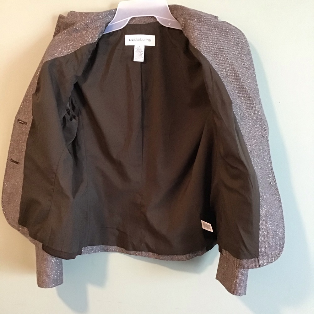 Liz Claiborne elbow patch metallic blazer SZ M - Picture 11 of 13